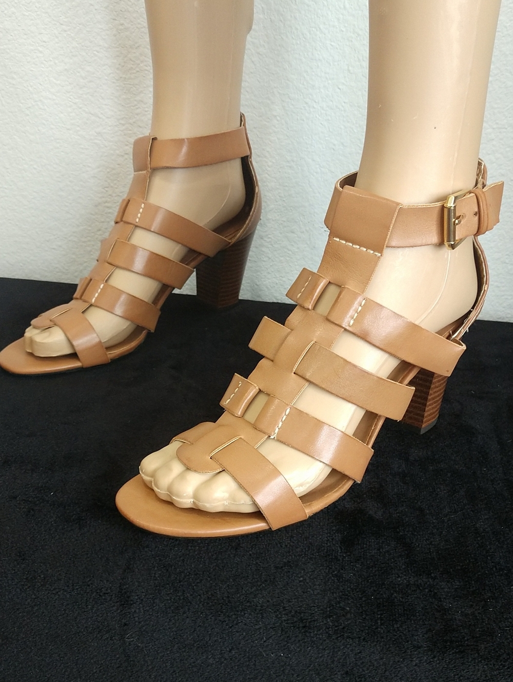 Merona Cognac Strappy Block Heel Sandals